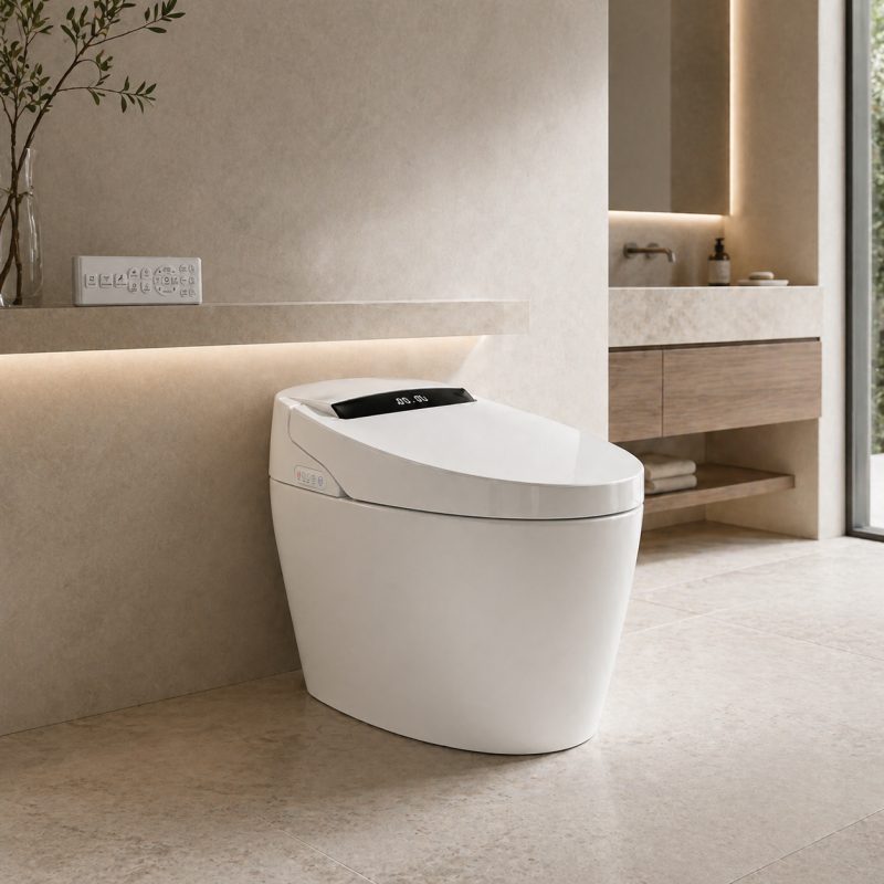 Inodoro japonés eQiik en un baño moderno