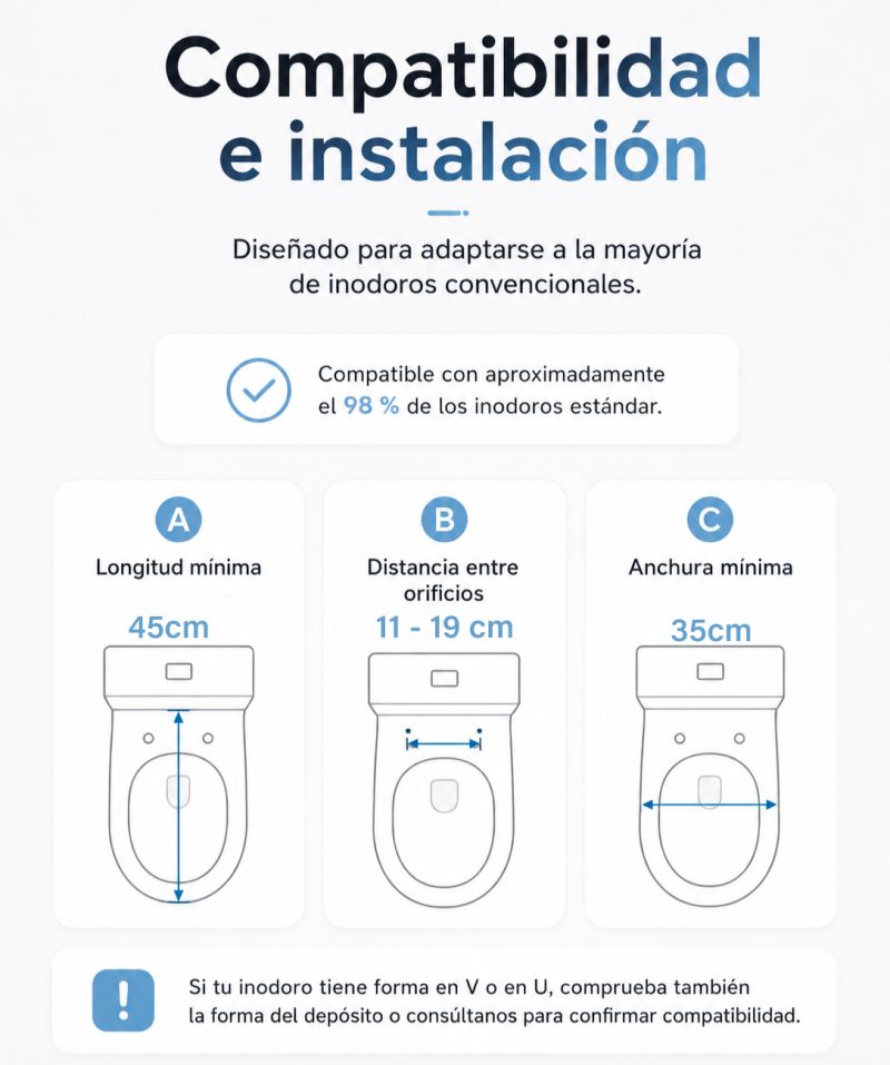 Guía de compatibilidad de la Nashi iSmart Pro: medidas necesarias del inodoro